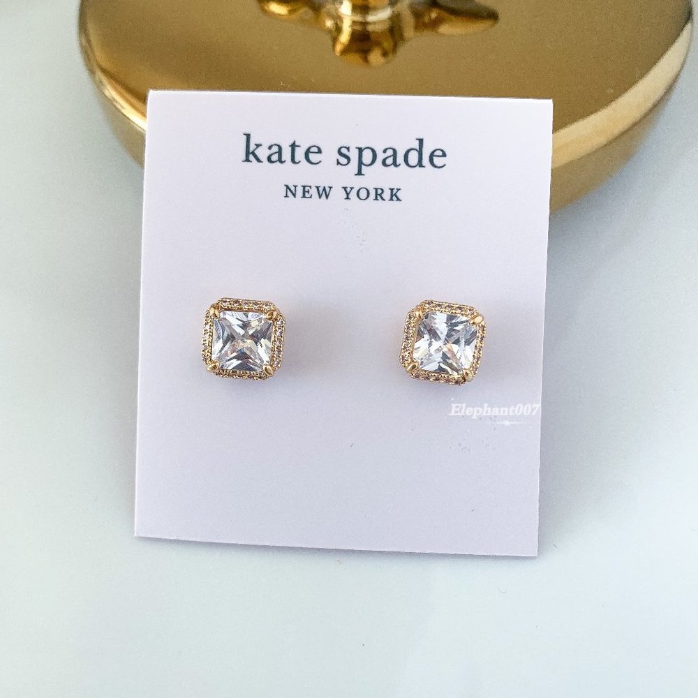 Kate Spade 18K Gold Square Crystal Stud Earrings